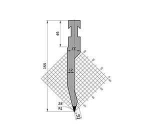 28°H=155 BYSTRONIC Punches/Top-Tool-R1/80t/m max